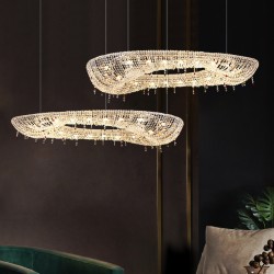 Grand Radiance Crystal Oval Chandelier