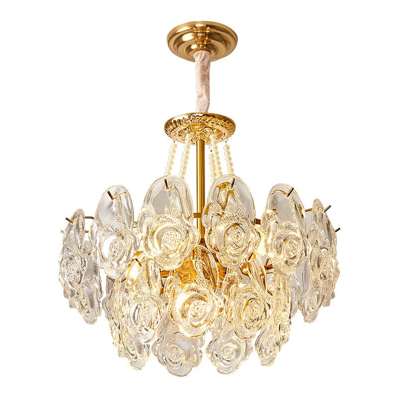 Floral Radiance Gold Crystal Chandelier