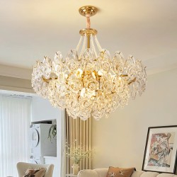 Floral Radiance Gold Crystal Chandelier