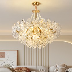 Floral Radiance Gold Crystal Chandelier