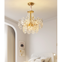 Floral Radiance Gold Crystal Chandelier