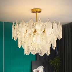 Golden Feather Cascade Chandelier