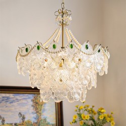 French light luxury glass fresh chandelier